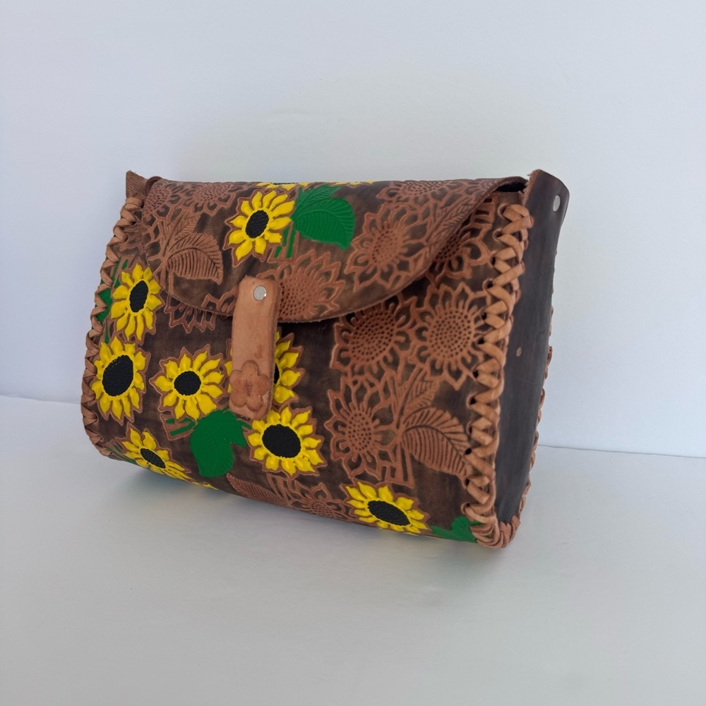 Hand Tooled Leather Floral Shoulder Bag - Picture 2 of 14